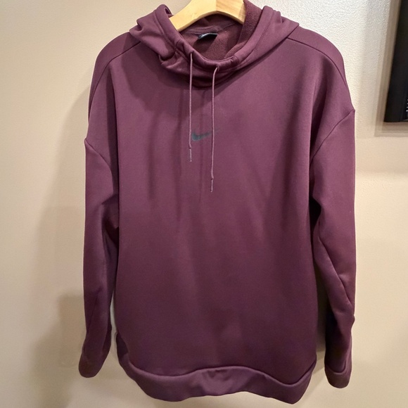 Nike Women's Center Swoosh Pullover Hoodie Sweatshirt Size Large Burgundy Maroon - Picture 1 of 12